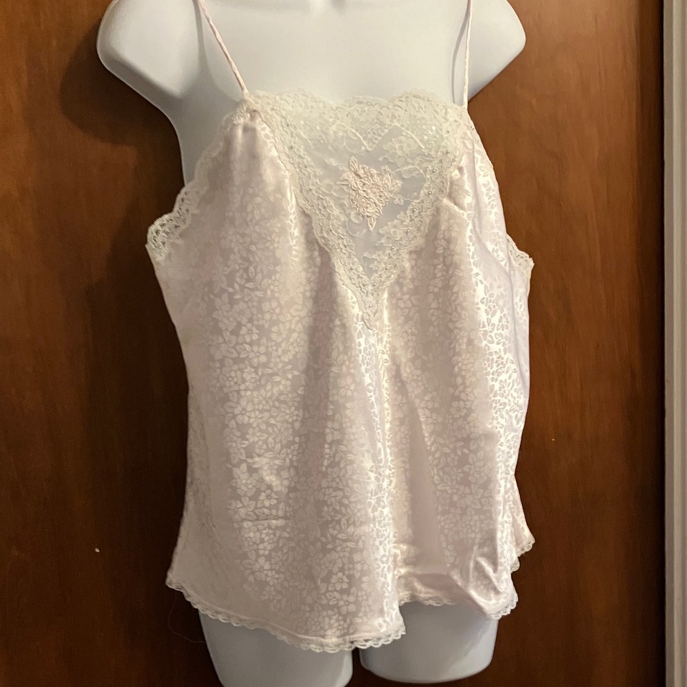 Lace Trim Satin Camisole Vintage. Size large